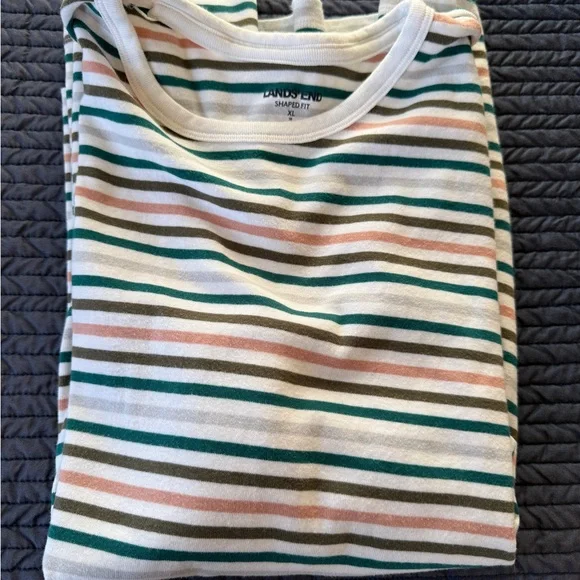 Lands' End women’s set of two XL Multicolor Striped Tees - Picture 8 of 9
